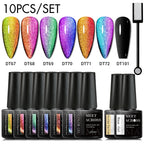 MEET ACROSS 11/9/10Pcs Cat Magnetic Gel Nail Polish 9D Magnetic Gel Semi Permanent Nail Art Soak Off UV Gel Varnish Nails Kit