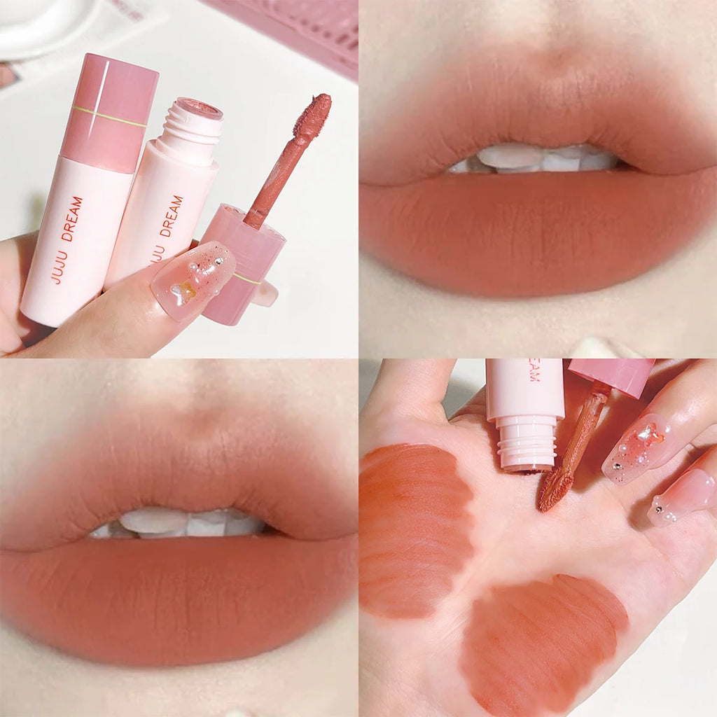 JUJU DREAM 6 Color Matte Lip Glaze - Long-lasting, colourless, non-stick cup velvet, student-friendly, brightening nude lipstick