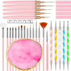 27-Piece Professional Nail Set: Brushes + Dotting Tools + Liners + Palette & Stand | Complete Salon & Home DIY Kit