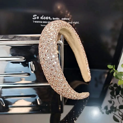 Colorful Baroque Head Hoop Luxury Women Full Crystal Rhinestones Sponge Padded Headband for Lady Girls Diamond Wide Headband