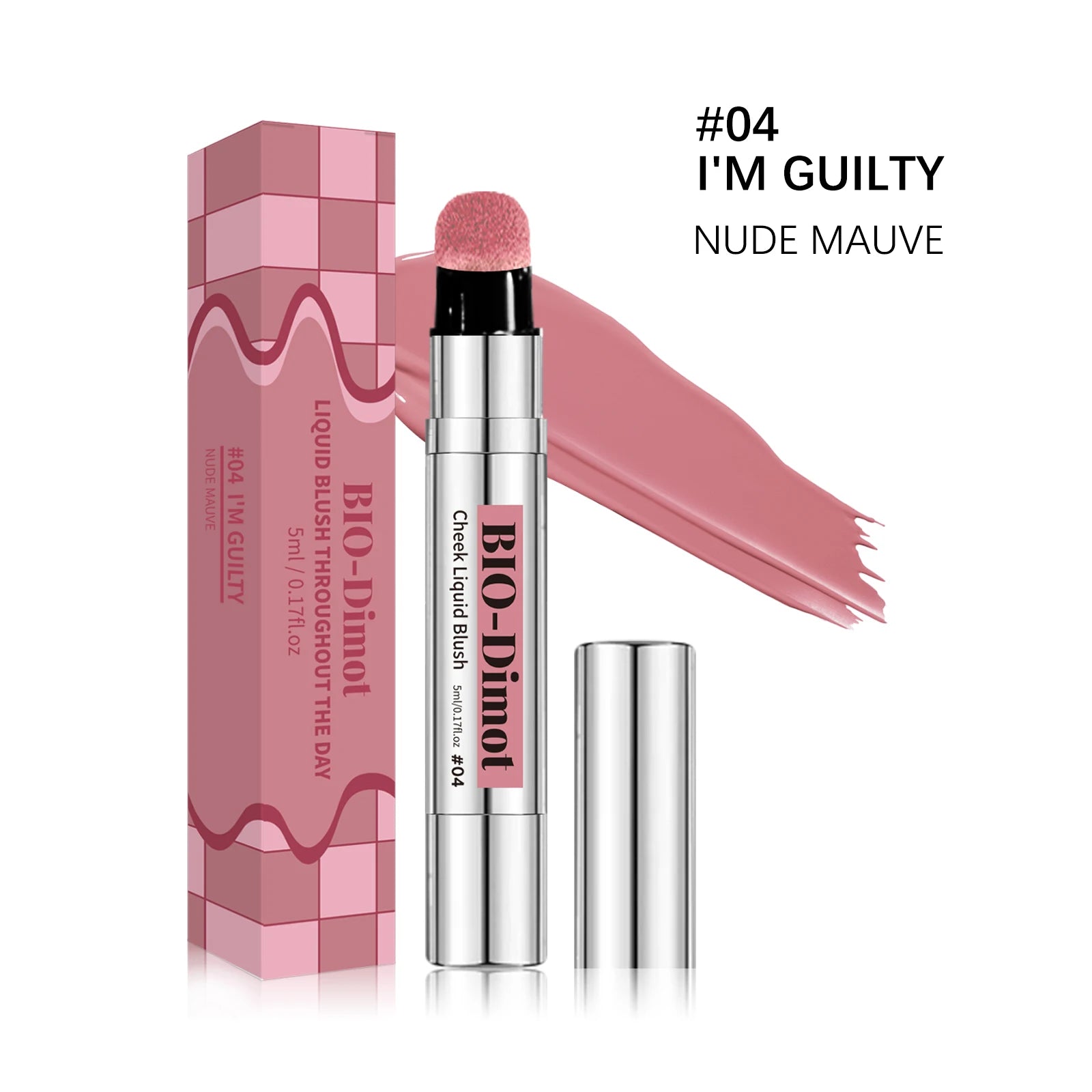 6 Colors Liquid Blush Stick with Sponge Tip Matte Makeup Waterproof Long-Lasting Color Correction Smooth for Lips and Cheeks