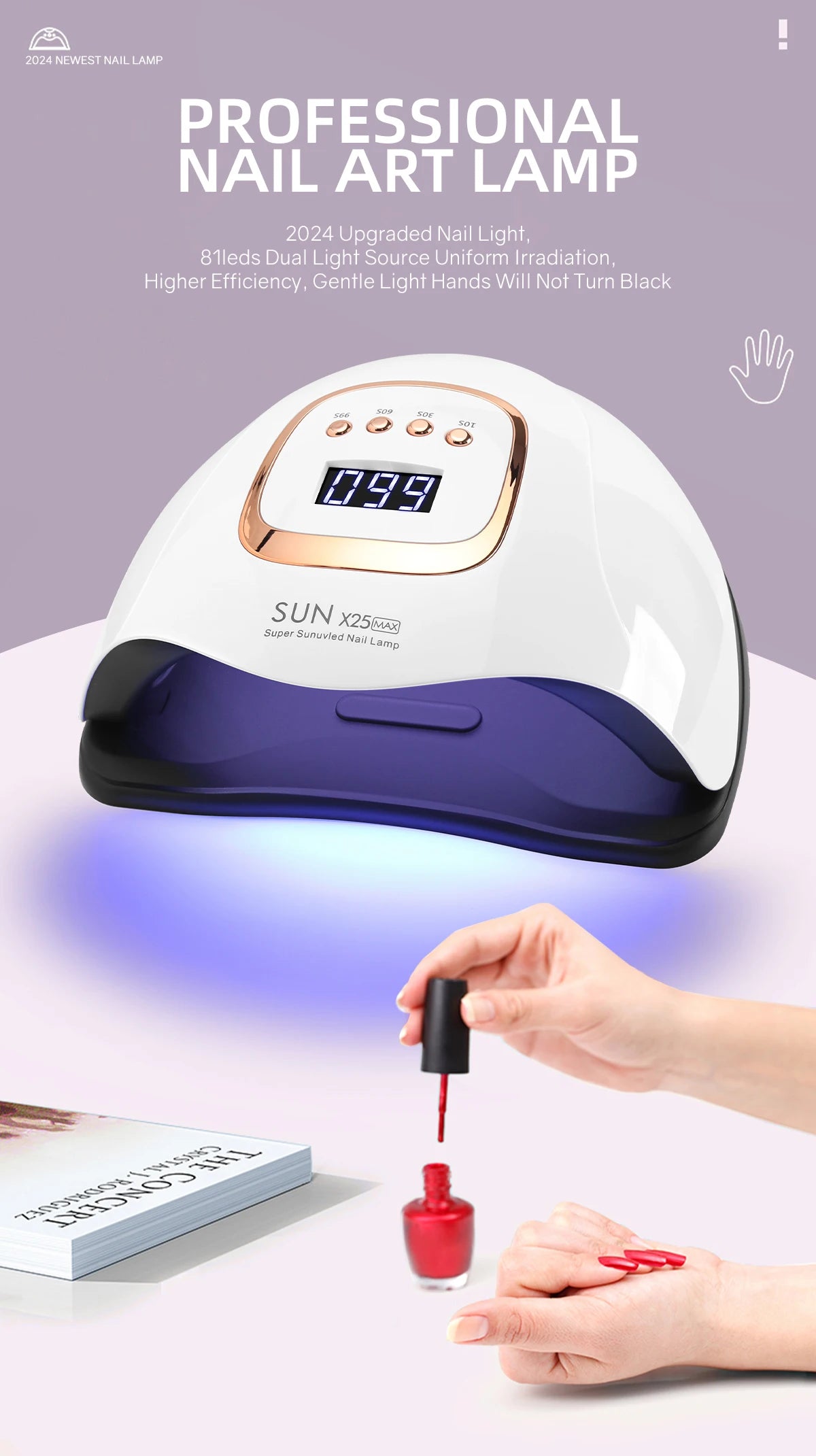 DianaBeauty 380W LED UV Lamp Dryer for Nails Gel Polish Drying Lamp with 4 Timer Setting Auto Sensor Professional Nail Light