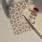 Autumn Winter Leopard Print Bow Nail Art Stickers 3D Thin Tough Nail Sticker Cute Bow Self Adhesive Nails Decorations Decals DIY