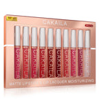 10pcs/set Nude Lip Gloss Matte Velvet Lipstick Waterproof Long-lasting  Liquid Lipstick Women Moist Lip Tint