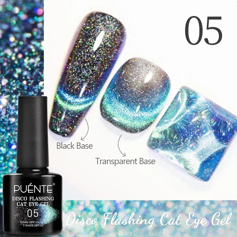 PUETNE 7.5ML Amber Moonlight Cat Magnetic Gel Nail Polish Winter Nails Jelly Glass Cat Eye Soak Off UV Semi-Permanent Varnish