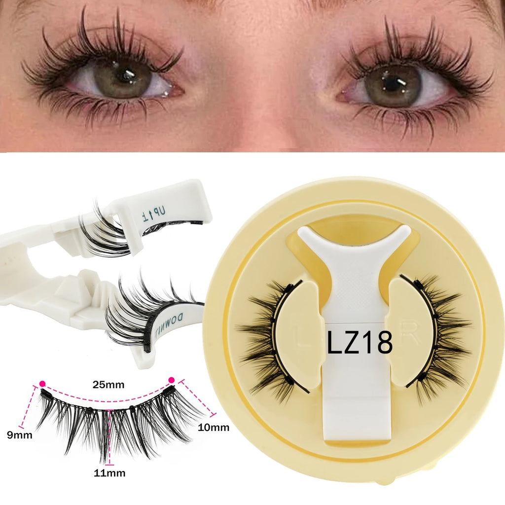 Hot Magnetic Eyelashes Set 1 Pair Reusable No Glue Needed False Eyelashes with Magnetic Tweezers Curly Faux Lashes Makeup Tool