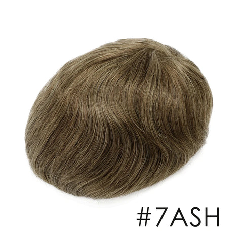 Invisible Knot Natural Hairline Men Toupee Thin Skin Male Wig Remy Human Hair 0.06mm 0.1mm Men's Capillary Prosthesis System