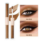 QIBEST Double-head Glitter Liquid Eyeshadow Contour Blush Pigment Silkworm Shimmer Matte Natural Cheek Shadow Cream Eyes Makeup