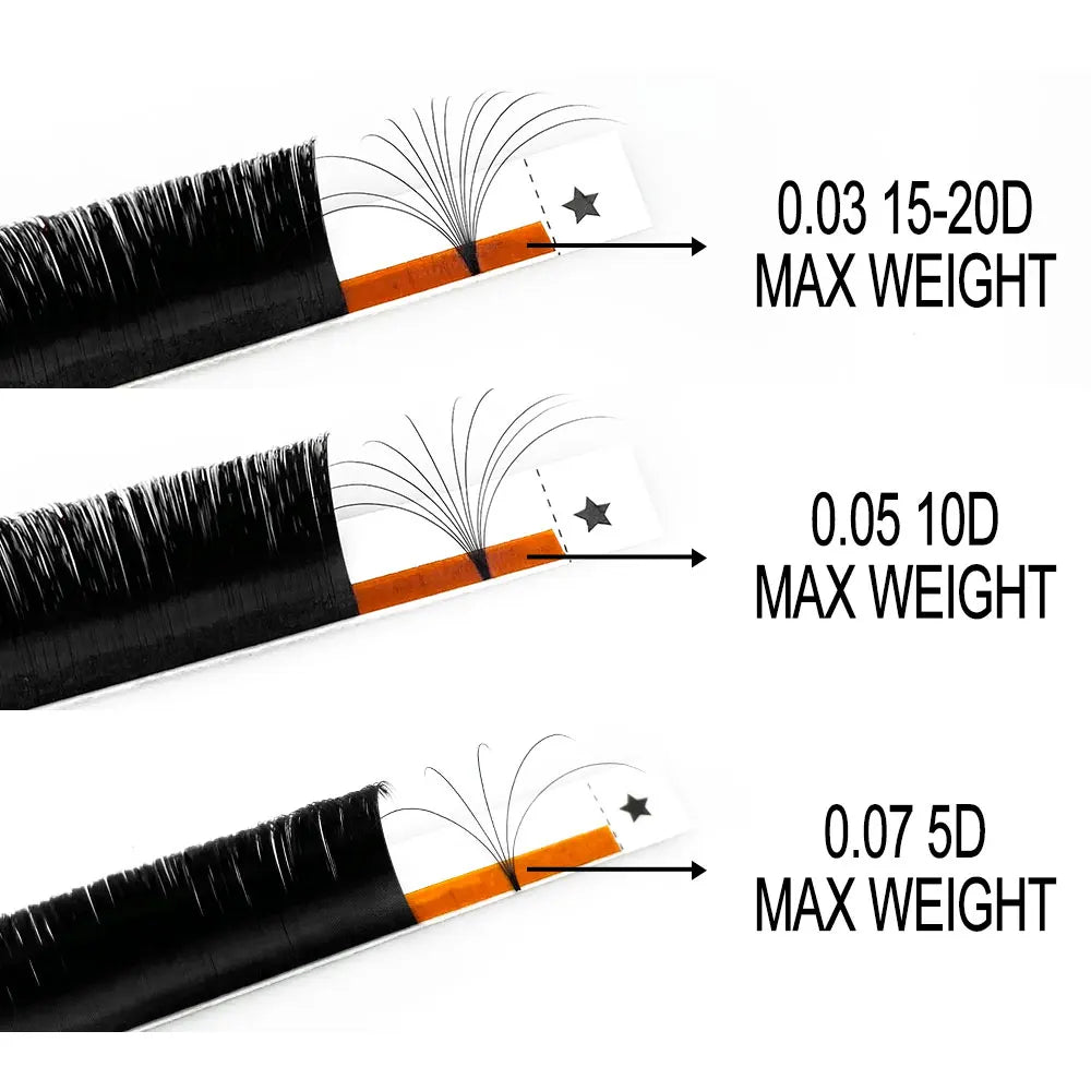 Abonnie 0.03-0.10mm Matte Dark Black Easy Fan Lashes Volume Extension Mega Eyelashes Blooming Fans Eyelash Extension Cilios