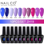 NAILCO 15ml 10pcs/Set Nude Colors Gel Nail Polish UV Gel Nail Polish Pink Nail Lakiery Esmalte Top Base Nail Art Design Vernis