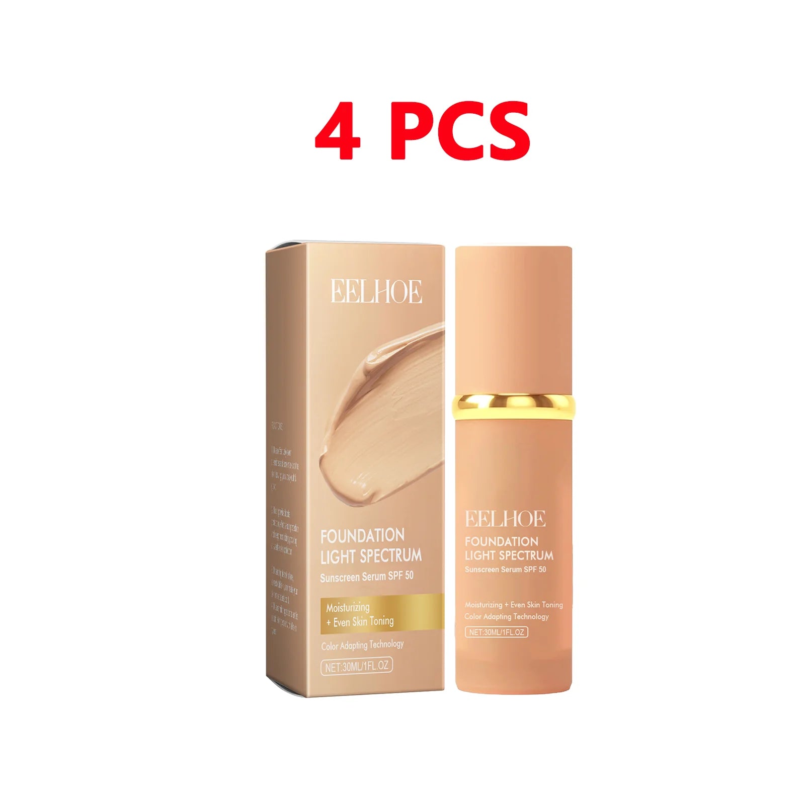 4 in 1 Color Changing foundation Liquid with SPF 50 - Moisturizing Medium Full Coverage Concealer Daily Waterproof & Sweatproof