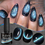 PUENTE 7.5ML Blue Laser Cat Magnetic Gel Nail Polish Sparkling Holographic Rainbow Cat Eye Gel Soak Off UV/LED Nail Art Varnish