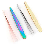 Lash Applicator Eyebrow Tweezer  Multifunctal Eyelash Clip Beard Hair Remove Stainless Steel Makeup Tools Slanted Flat Tip