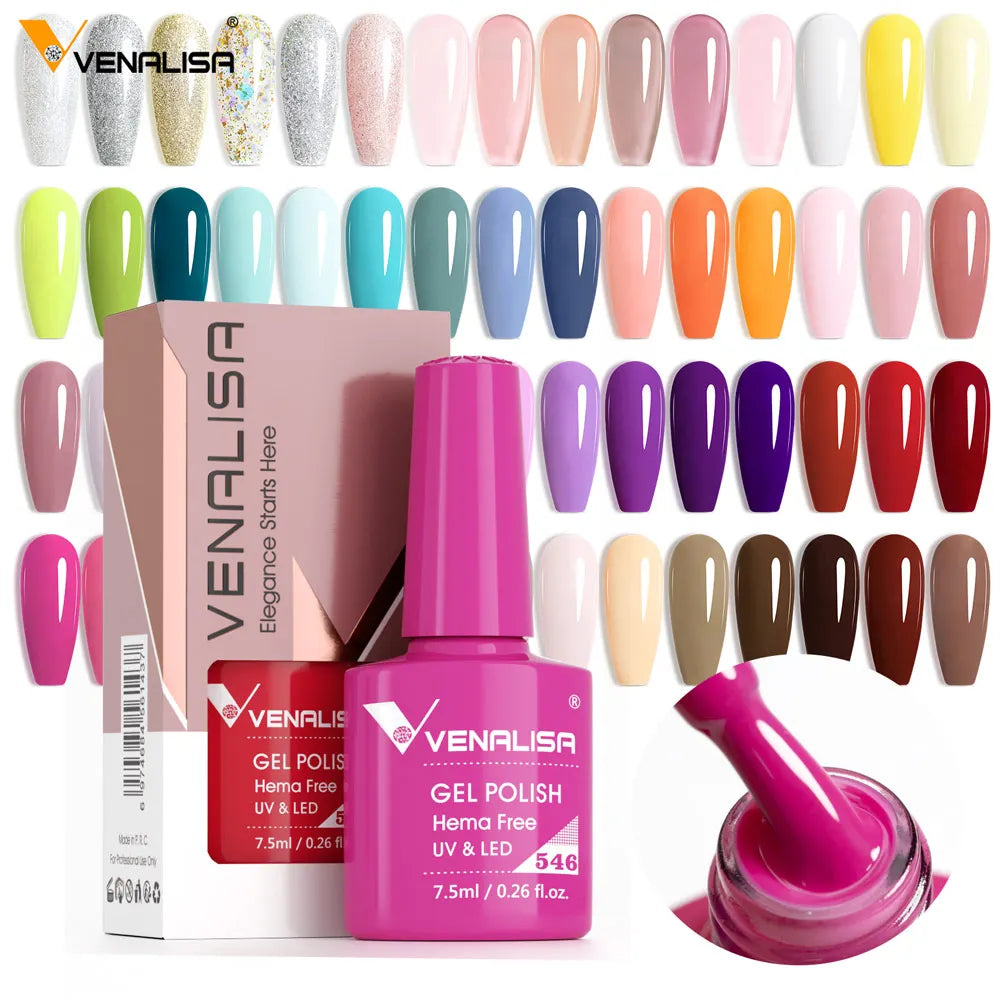 Venalisa HEMA TPO FREE 7.5ml Gel Polish Nail French Pink Jelly Nude Collection Nail Gel Polish Glitter Gorgeous Soak Off UV LED
