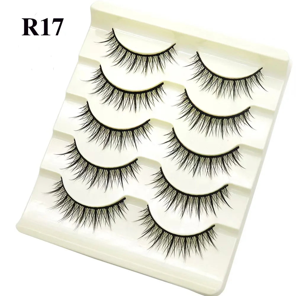 Natural Long Cosplay Makeup Cross Strip False Eyelashes Black Eye Lashes and Cat Eye Lashes 5pairs Mink Eyelashes Faux Cilios