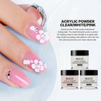 NOCIS Acrylic Nail Kit-Keratin Acrylic Powder with Castor Oil Vitamin E Nail Primer Nail Glue French Tips Pink Rhinestones Complete Tools Everything for Beginners DIY Home Salon Christmas Gift.