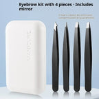 4 Pcs Stainless Steel Eyebrow Clip Tweezers Set Eyebrow Tweezers Eyebrow Trimming Set Beauty And Grooming Tools With Mirror Case