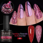 PUENTE 7.5ML Sparkling Pinkish Purple Laser Cat Magnetic Gel Nail Polish Holographic Rainbow Effect Soak Off UV Nail Art Varnish