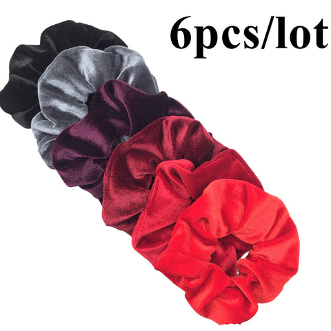10/6/1pc Accesorios para el cabello chouchou cheveux femme hair scrunchies headband women ties velvet solid color Black set pack