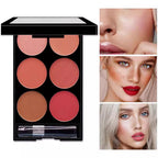 6-color blush and contouring all-in-one palette, pearlescent matte powder makeup palette glitter highlighter brighten palette