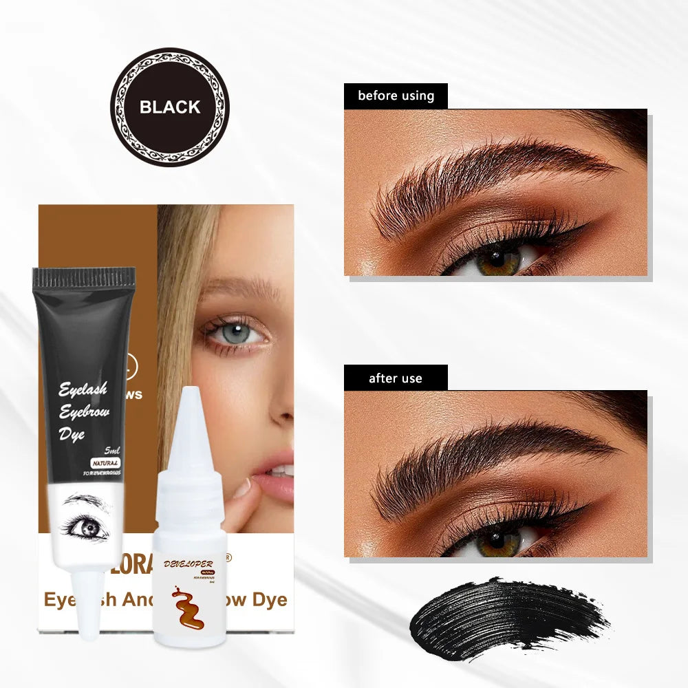 Eyelash Eyebrow Tint Kit Professional Eye Lash Brow Dye Waterproof Long Lasting Eyes Makeup Tools Black Brown Dye Eyebrow Gel