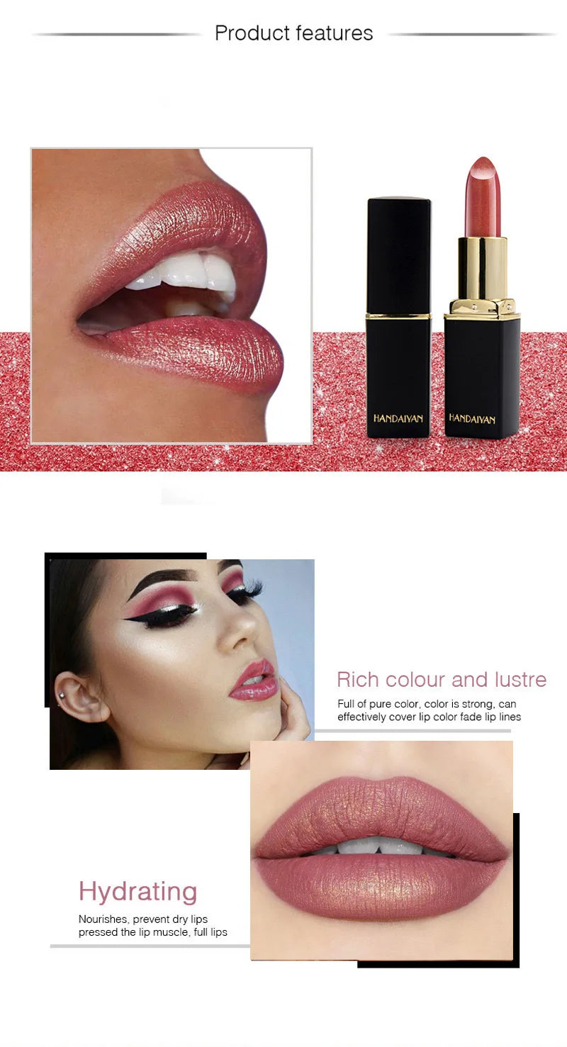 Mermaid Maggie Lipstick 9 Colors Long Lasting Shiny Metallic Lipsticks Pearls Changing Warm Gold Plated Women Lip Cosmetics
