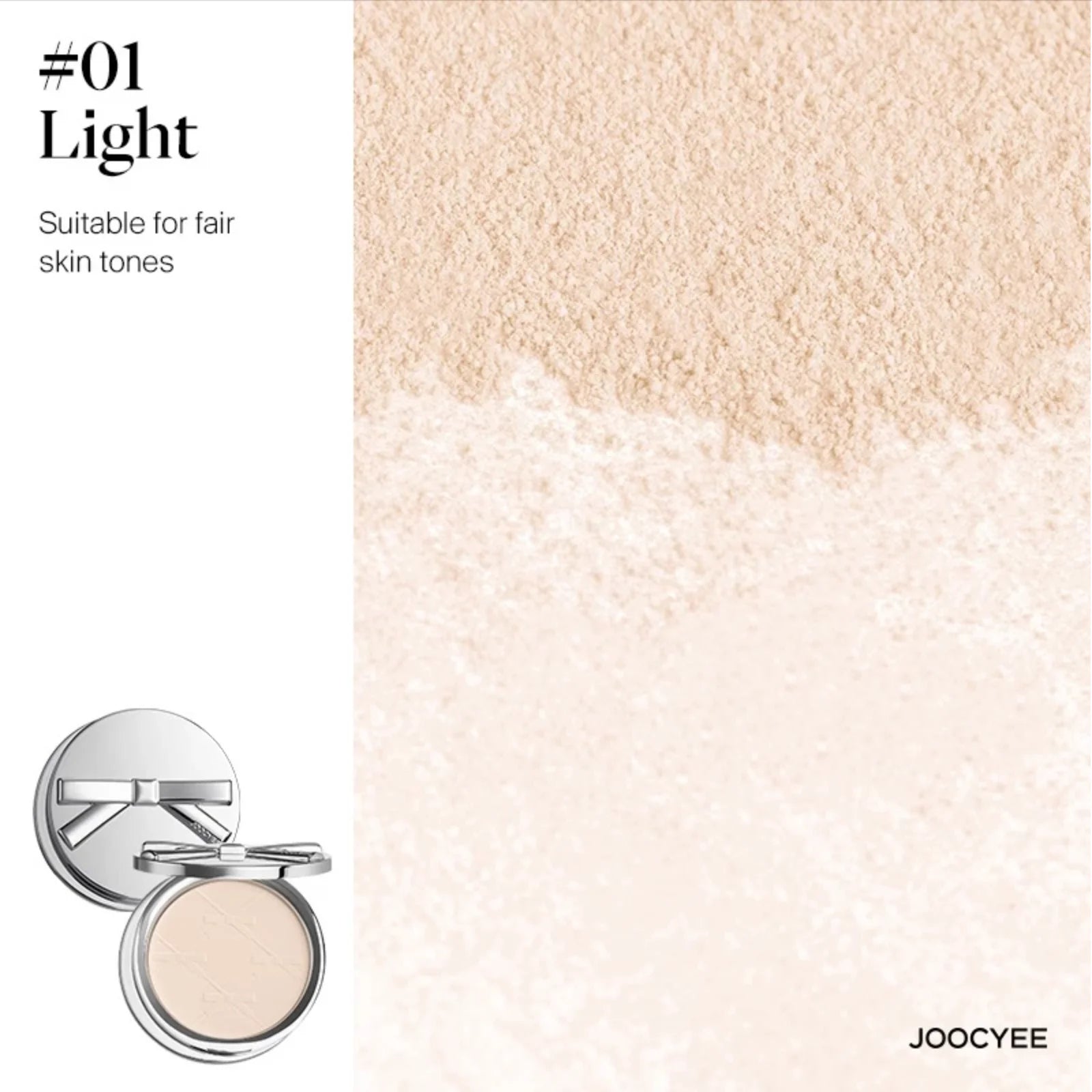 JOOCYEE Skin-melting Pressed Powder SILKY SOFT POWDER FOUNDATION Silver Bow Limited Edition Long-lasting Natural Makeup