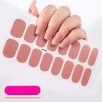 16Tips French Black Semi-Cured Nail Stickers With Glitter Long-Lasting UV Gel Nail Polish Wraps Full Cover Nail Art Decals Patch