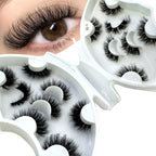 HBZGTLAD 5/8 Pairs of Natural Russian Striped Mink Lashes 3D False Lashes Volume Wavy False Lashes Eyelash Extensions Makeup