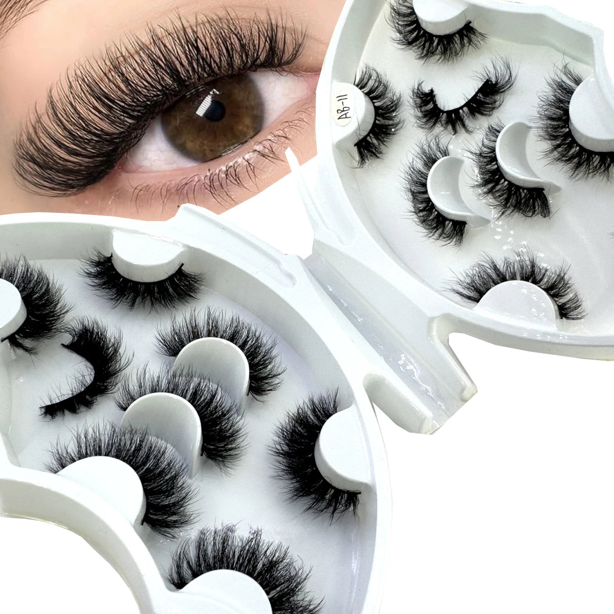 HBZGTLAD 5/8 Pairs of Natural Russian Striped Mink Lashes 3D False Lashes Volume Wavy False Lashes Eyelash Extensions Makeup