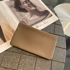 Custom Letters  Ladies Genuine Leather Ultra-thin New Minimalist Long Wallet With Automatic Closure makeup Lipstick Storage Bag