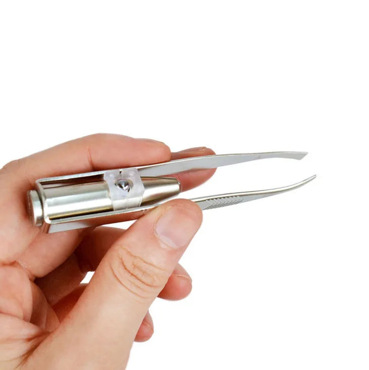 1pc Portable Stainless Steel Smart Design Eyebrow Hair Remove Tweezer With LED Light Makeup Tool