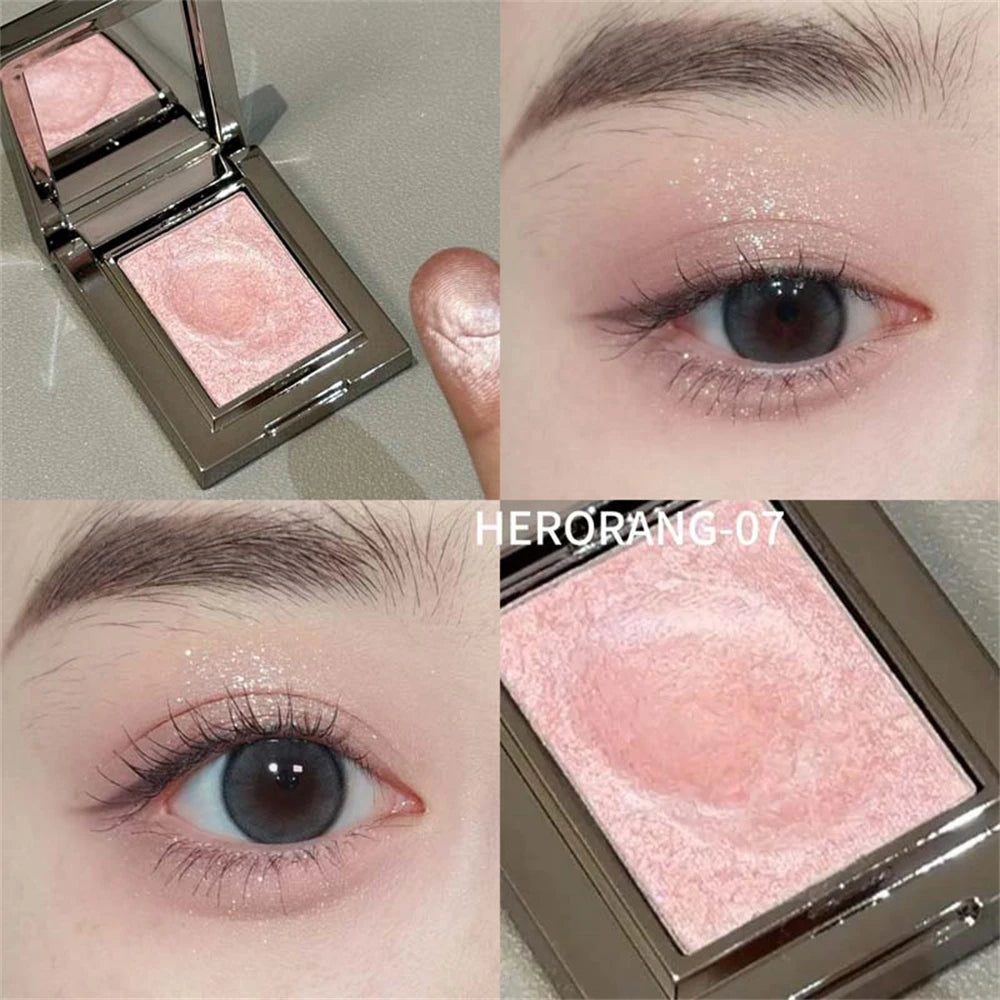 Metallic Glitter Eyeshadow Cream Sparkling Mousse Shimmer Highlighter Pressed Pigments Punk Purple Pearlescent Eyeshadow Palette