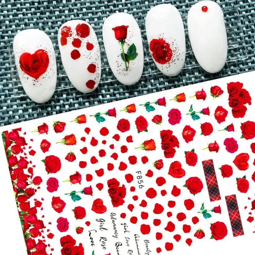 1pcs Sakura Flower 3D Nail Stickers White Cherry Blossom Nail Art Decals Spring Summer Adhesive Slider Decor Wedding Manicure