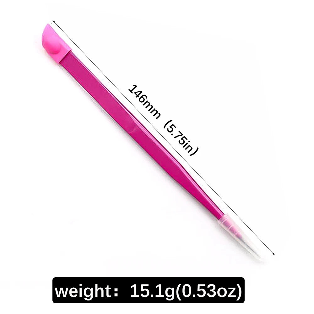 Black/Pink Double Headed Tweezers Stainless Steel Slant Tip Makeup Tool Silicone Press Head For Nail Stickers Eyelashes Tweezers