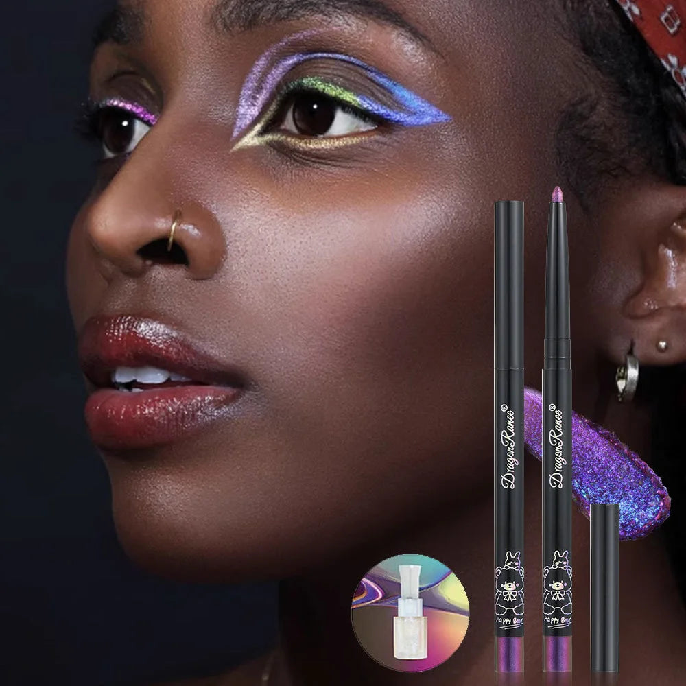 Chameleon Eyeliner Gel Pen Waterproof Shiny Chrome Eye Shadow Liner Pencil Glitter Pearl Green Gold Lying Silkworm Eyes Makeup
