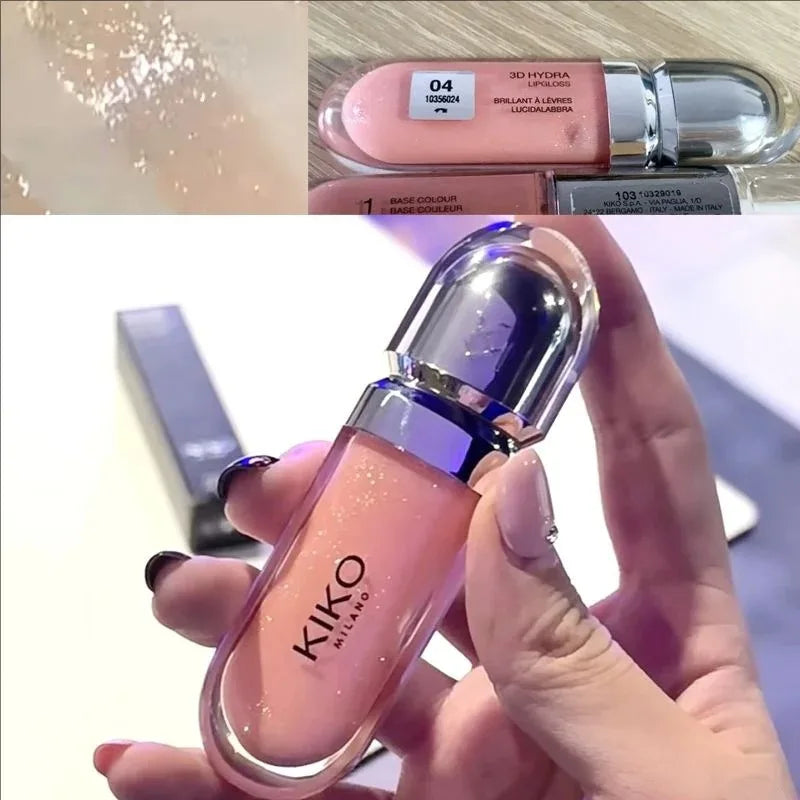 Kiko 3D Liquid Lip Glaze Transparent Lip Mirror Lipstick Nourishing Glossy Full Lips Not Fading Milk Tea Bean Paste Makeup