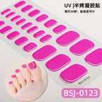 26Tips French Leopard Print UV Gel Toenail Sticker Bronzing Dye Gradient Cross-border Semi Baked Gel Nail Sticker UV Lamp Needed