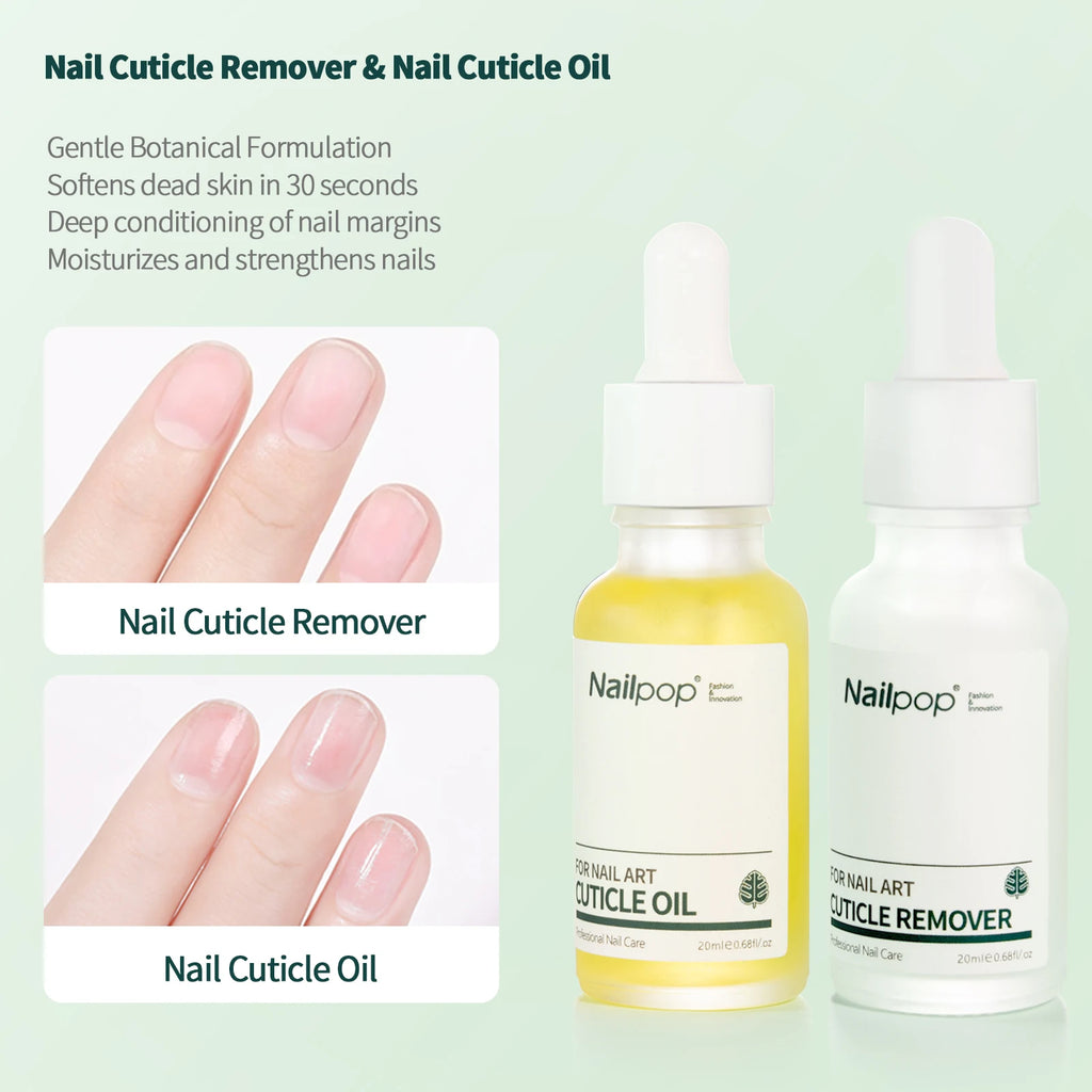 Nailpop Cuticle Oil and Softener for Nails 15ml Cuticle Remover Strengthener Nail Cuticle Protector Moisturize Manicure Kit 1pc