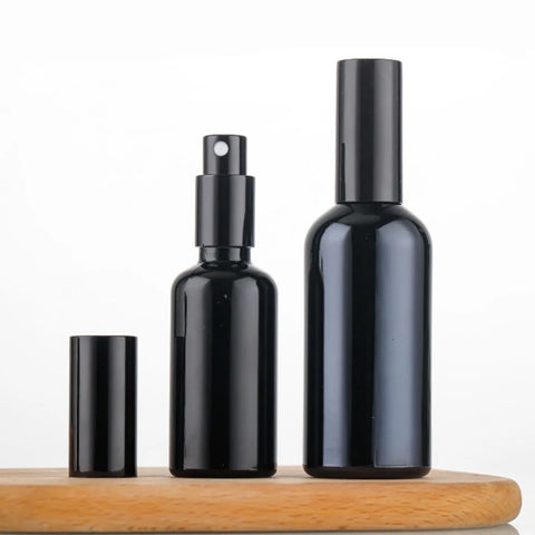 1x 5x 15ml 30ml 100ml Essential Oil Spray Bottle Black Fine Mist Perfume Atomizer Refillable Glass Bottles Empty bottle shampoo