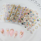 30Pcs Gold Edge Moon Heart Nail Sticker Self-Adhesive Luxury Metallic Zodiac Nail Decal Sliders Manicure Tips Nail Decoration