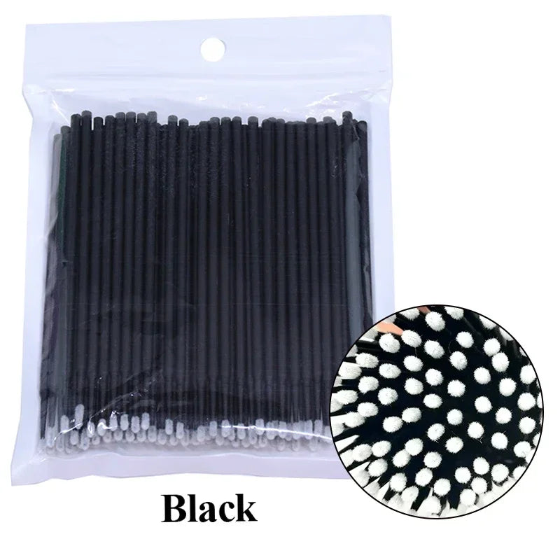 Brush Lash Extension 100Pcs Eyelash Cleaning Micro Cotton Swab Individual Eyelashes Microbrush Beauty Makeup Clean Remover Tools
