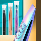 Professional Slanted Precision Tweezers - Heavy-Duty Stainless Steel Non-Slip Grip for Eyebrows Beard False Eyelashes