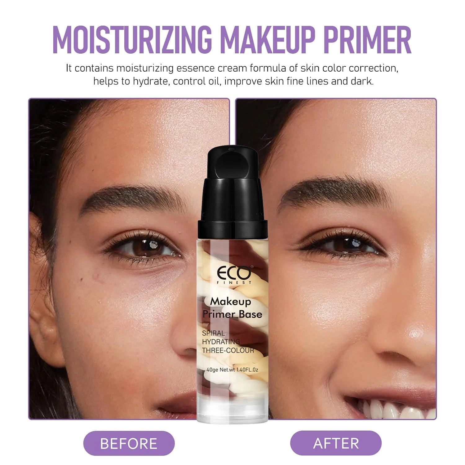 2-Pack 40g Radiant Makeup Primer Moisturizing Even Skin Tone Blemish & Pore Covering Color Makeup Base