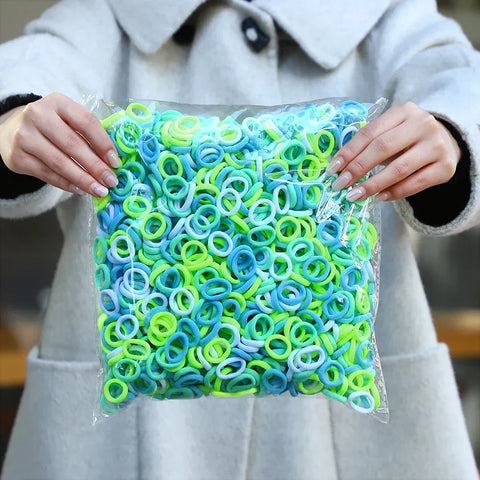 50Pcs/bag Colorful Basic Nylon Ealstic Hair Ties for Girls Ponytail Hold Scrunchie Rubber Band Kid Fashion Hair Accessories