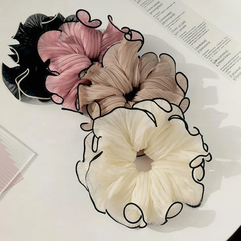 Korean Fashion Big Scrunchies For Girls Pink White Hairties For Bun Hairstyle Hair Bands Hair Accessories For Women Headwear