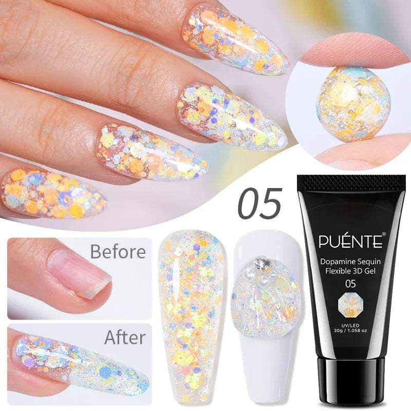 PUENTE 5ml Metallic Painting Liner Gel Polish Bright Mirror Effect Semi-Permanent UV Nail Varnish For Stunning French Nail Art