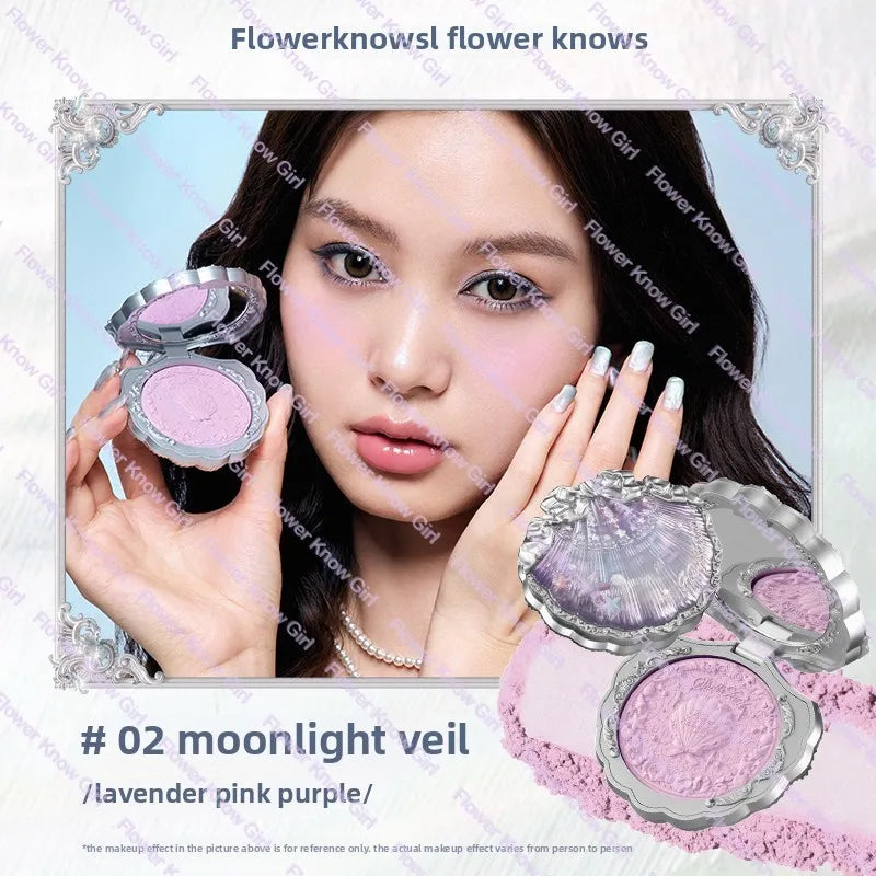 Flower Knows Shell's Jewel Silk Satin Blush Lasting Matte Puffing Natural Brightening Facial Cosmetics 5g