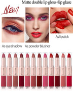 3 Color/Set Lipstick Sexy Lip Gloss 2 in 1 Lip Tint Waterproof Long-Lasting Moisture Red Lips Matte Lip Stick Makeup for Women