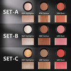 1 Set of 3 Contour Sticks, Highlighter Stick, Blush Stick, 3-Piece Cream Contour Set Including Contour Brush, Creates Facial Contours, Non-Greasy